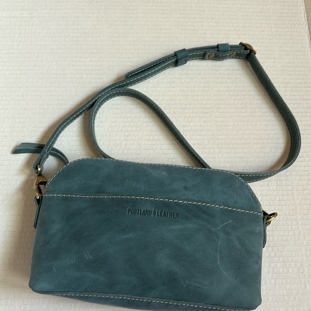 Aqua color Portland Leather Classic Eclipse crossbody bag